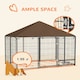 image 8 of PawHut Outdoor Dog House Kennel with Canopy Top & Lock Rotating Bowl Holder
