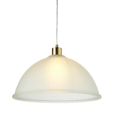 First Choice Lighting Frosted Ribbed Glass with Satin Brass Ceiling Pendant Bronze | White