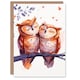 image 1 of Two Cute Horned Birds Love Bright Sweet Arty Birthday Card