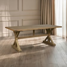 Interiors By Premier Solid Aged Grey Dining Table, American Oak Constructed Small Dining Table, Spacious Kitchen Table For Dinner Brown