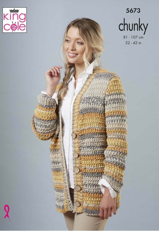 King Cole Drifter Chunky Knitting Pattern 5673, Cardigans and Sweaters for Women - 32 - 42 Inches