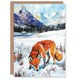 image 1 of Red Fox in Snowy Mountain Winter Landscape Birthday Greeting Card