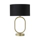 image 7 of ValueLights Antonia Black Velvet Drum Lamp Shade Brushed Gold Oval Table Lamp with LED Bulb Gold