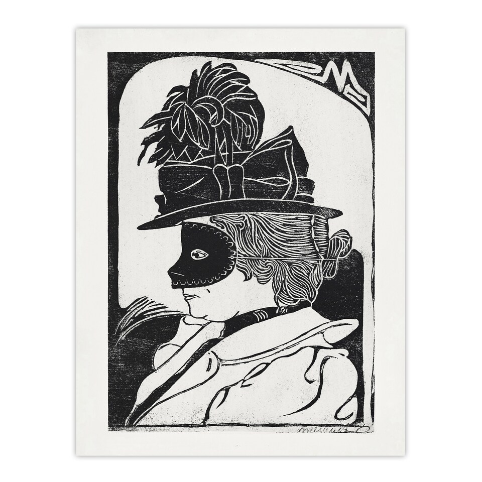 image 1 of Pierrette Woman With Mask De Mesquita Huge Wall Art Poster Print 24X32"