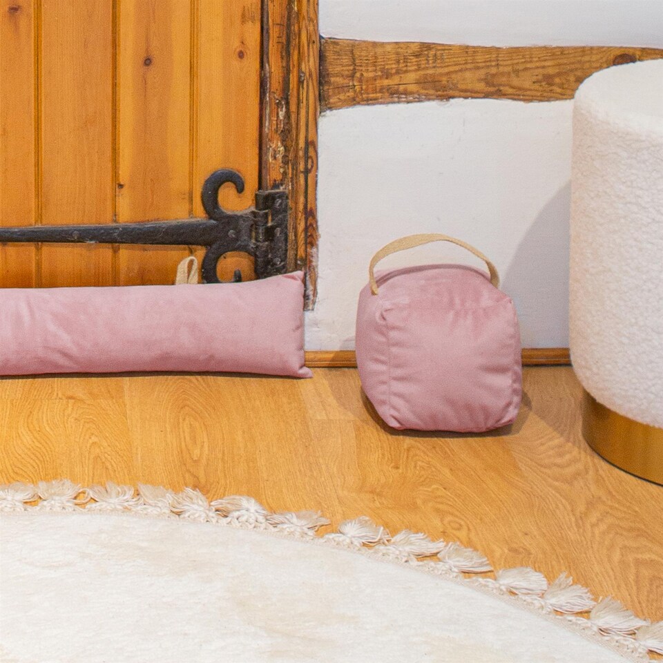 image 1 of Nicola Spring Velvet Draught Excluders - 60cm x 12cm - Pink - Pack of 2