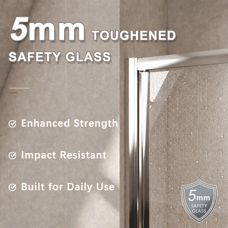 image 1 of 700x1200mm Bifold Shower Door Enclosure with Stone Resin Shower Tray Toughened Safety Glass Screen