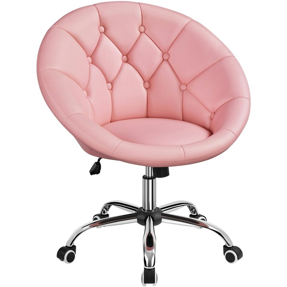 image 1 of Yaheetech Tufted Leisure Office Chair Adjustable Height Pink