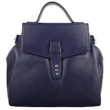 Premium Soft Genuine Leather Cross Body Shoulder Bag, Detachable Strap Blue | Navy