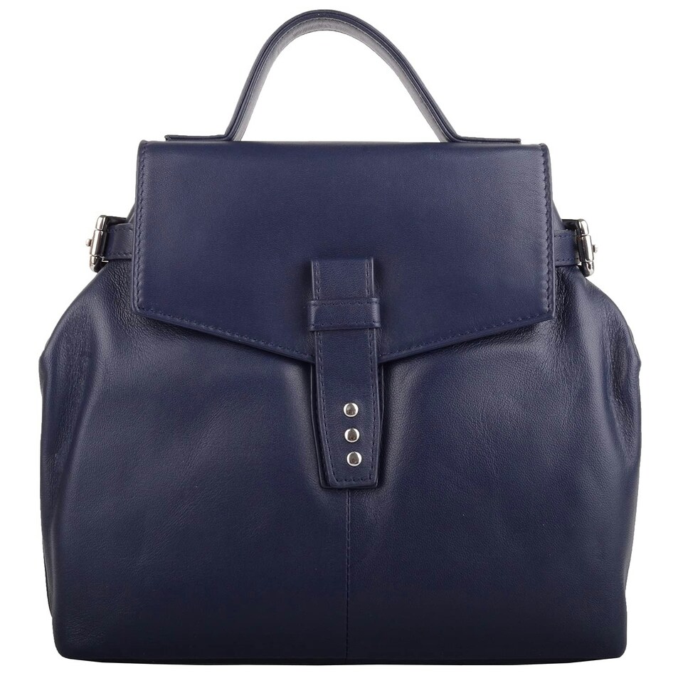 image 1 of Premium Soft Genuine Leather Cross Body Shoulder Bag, Detachable Strap Blue | Navy
