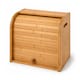 image 1 of Double Layer Roll Top Bamboo Wooden Bread Bin Kitchen Storage | Brown