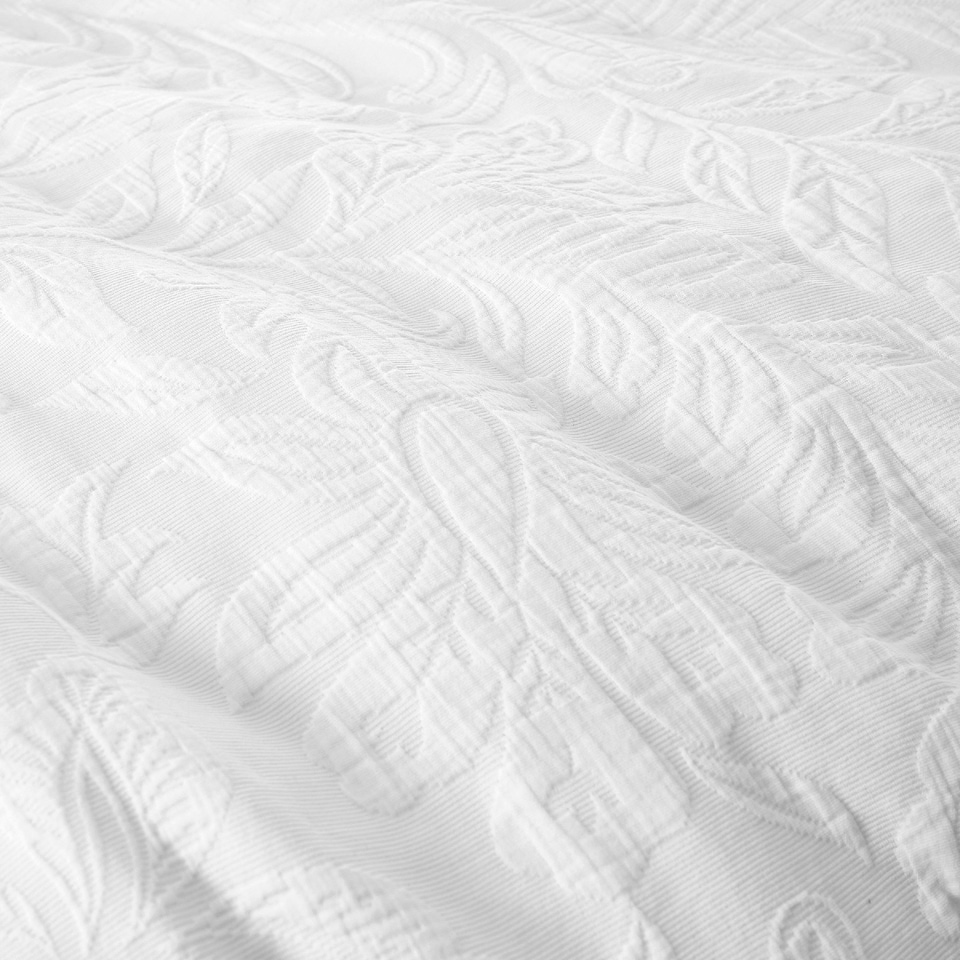 image 1 of Bianca Fleur Matelassé Jacquard 200 Thread Count Cotton Duvet Cover Set White | White | King