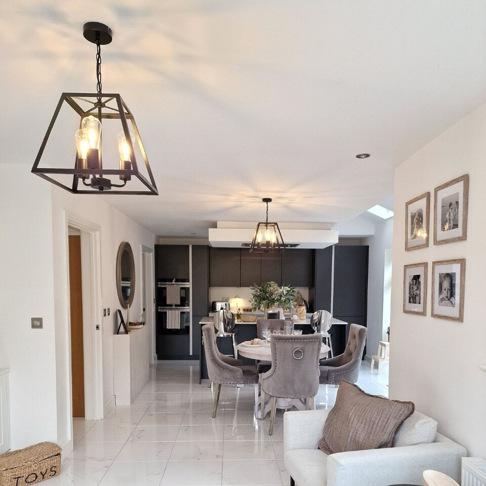 image 1 of Charley 3-Light Black Lantern Ceiling Pendant