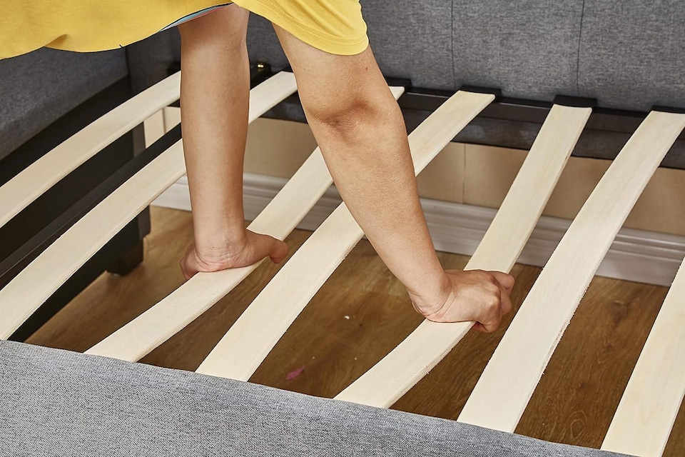 image 1 of Daybed with Trundle Grey 3ft Single with 2 Mattresses Fabric Tufted Wooden Bedroom | Grey | One Size