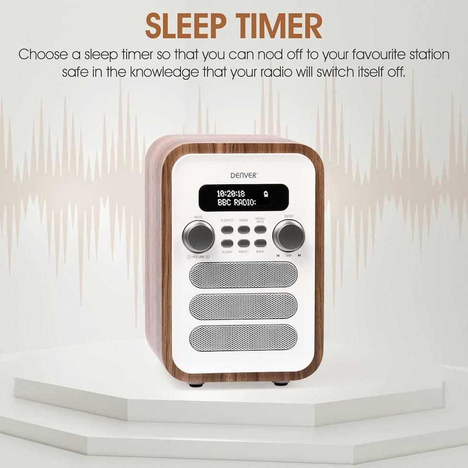 image 1 of Denver DAB-48 Bluetooth DAB Radio - Large Remote Control - DAB/DAB+ Digital Radio Mains Powered – DAB Bluetooth Radio Speaker – DAB Alarm Clock