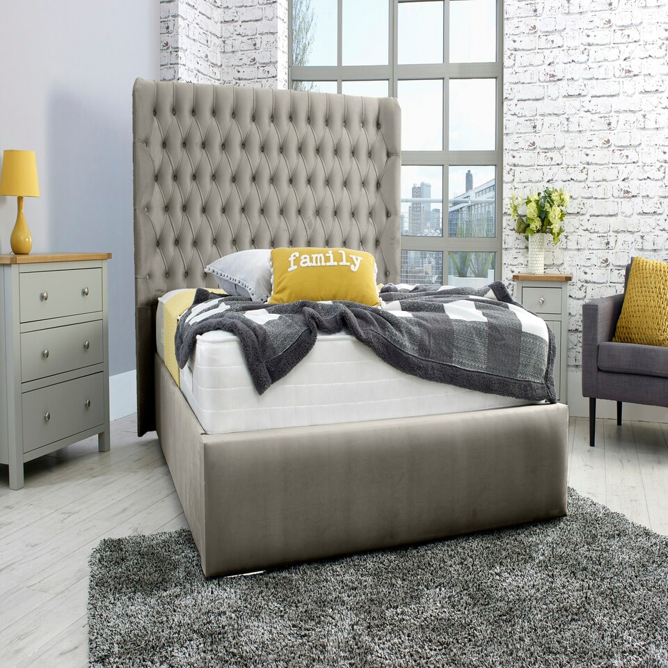 Terra Plush Double Bed Frame - Grey