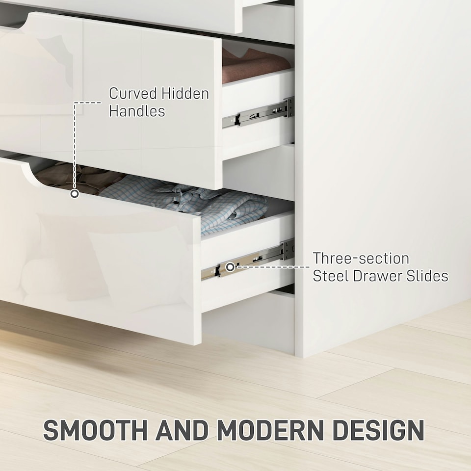 image 1 of HOMCOM 4 Drawer Chest of Drawers for Bedroom, 60 x 40 x 85cm, White