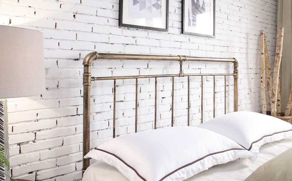 image 1 of 5ft King Size Retro bed frame, bronze,metal pipe,tube design.Rustic,scaffold style. Industrial | Bronze | Antique Bronze | King