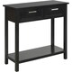 image 1 of Modern Wooden Console Table With 2 Drawers and Shelf Black Black