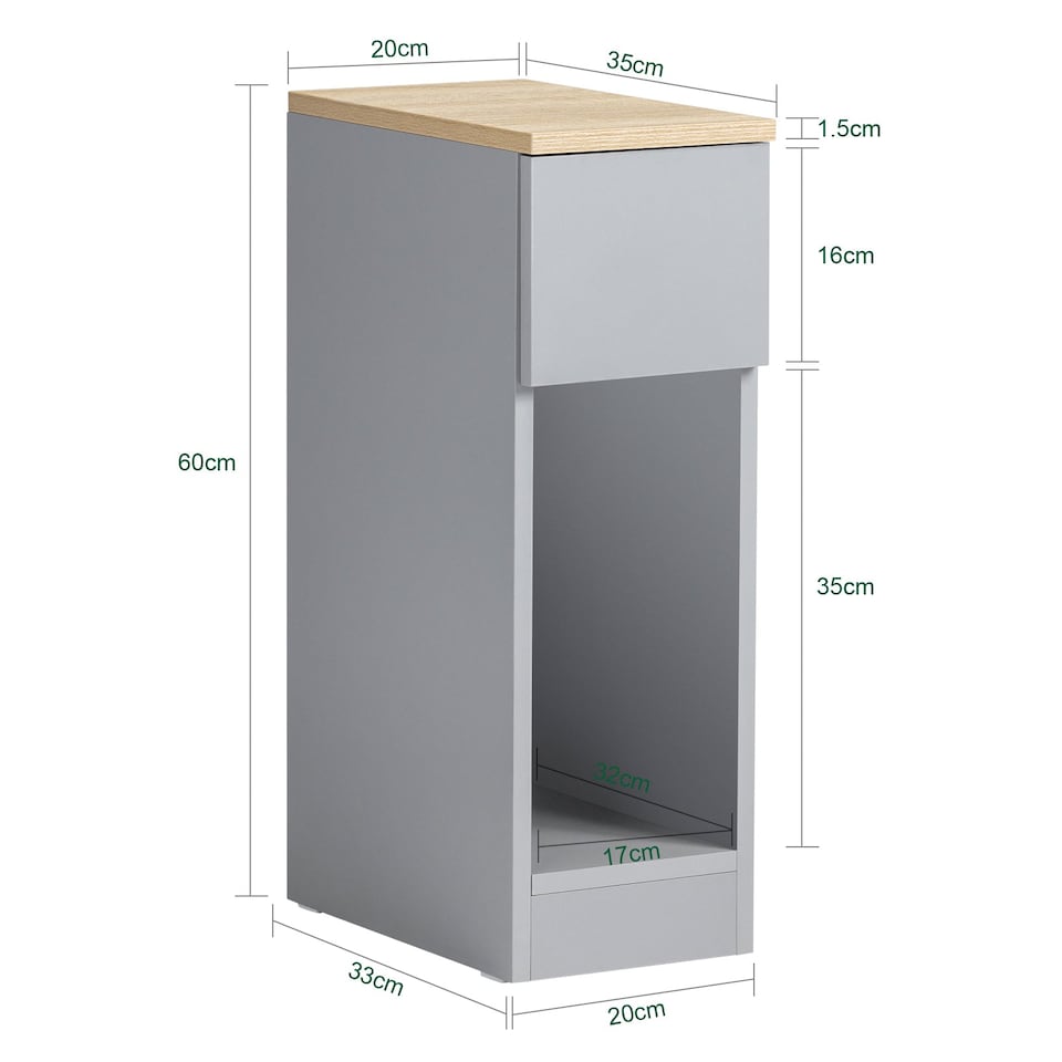 image 1 of SoBuy FBT111-HGx2,Set of 2 Slim Bedside Table Nightstand with Drawer and Shelf