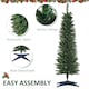 image 4 of HOMCOM 5ft Unlit Artificial Christmas Tree, Pencil Slim mas Tree with Solid Stand and Realistic Branches, Green