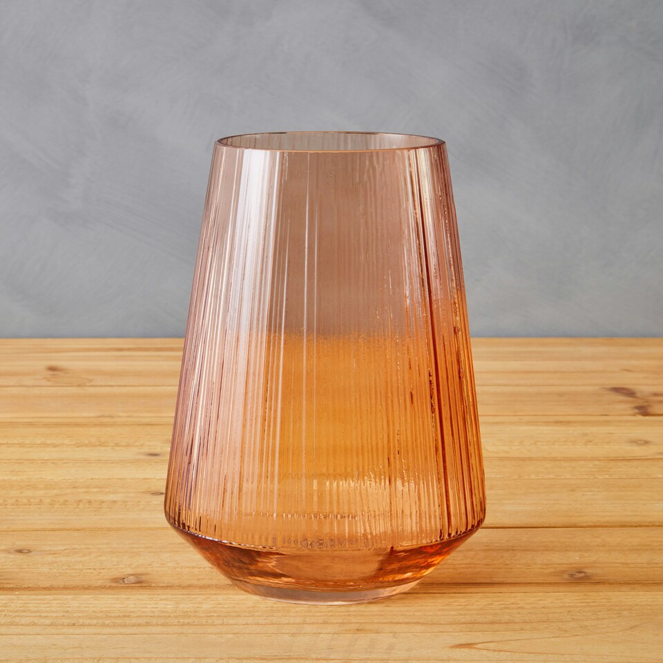 image 1 of Interiors by Premier Smoked Amber Glass Vase, Minimalist Flower Vase, Decorative Glass Vase, Small Flower Vase for Living Room Orange