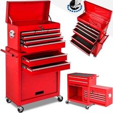 Tool Chest - 8 drawers, 4 wheels, multiple layouts, lockable Red