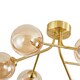 image 3 of Designer Satin Gold 6-Arm Ceiling Light Fixture with Amber Tinted Glass Shades | Gold