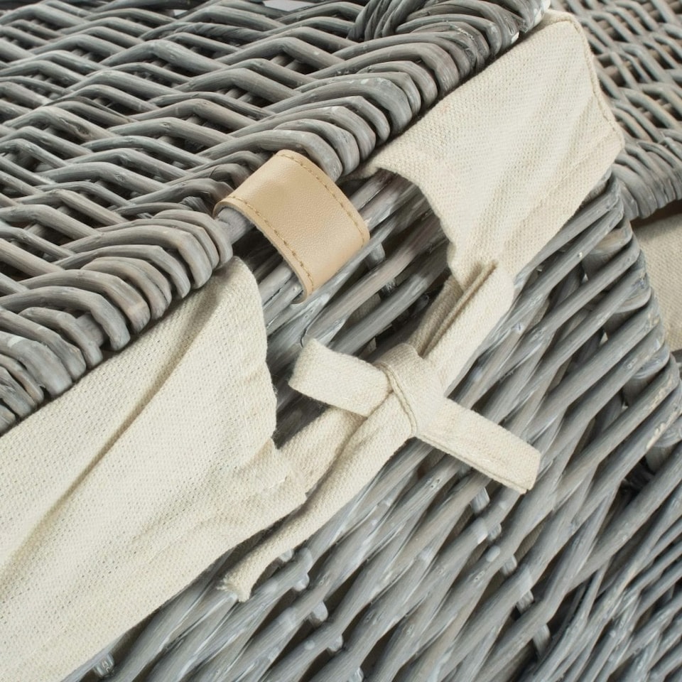 image 1 of Set of 2 Grey Wash Square Laundry Basket with White Lining | White | White