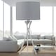 image 6 of First Choice Lighting Set of 2 Chrome Tripod Table Lamps with Grey Cotton Shades Chrome | Grey