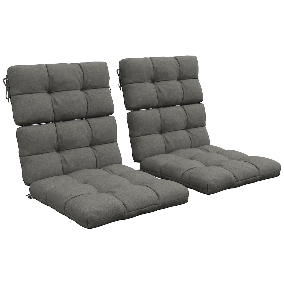 image 1 of Outsunny 2pc Outdoor Seat Cushion with Backrest, Ties, for Garden, Grey