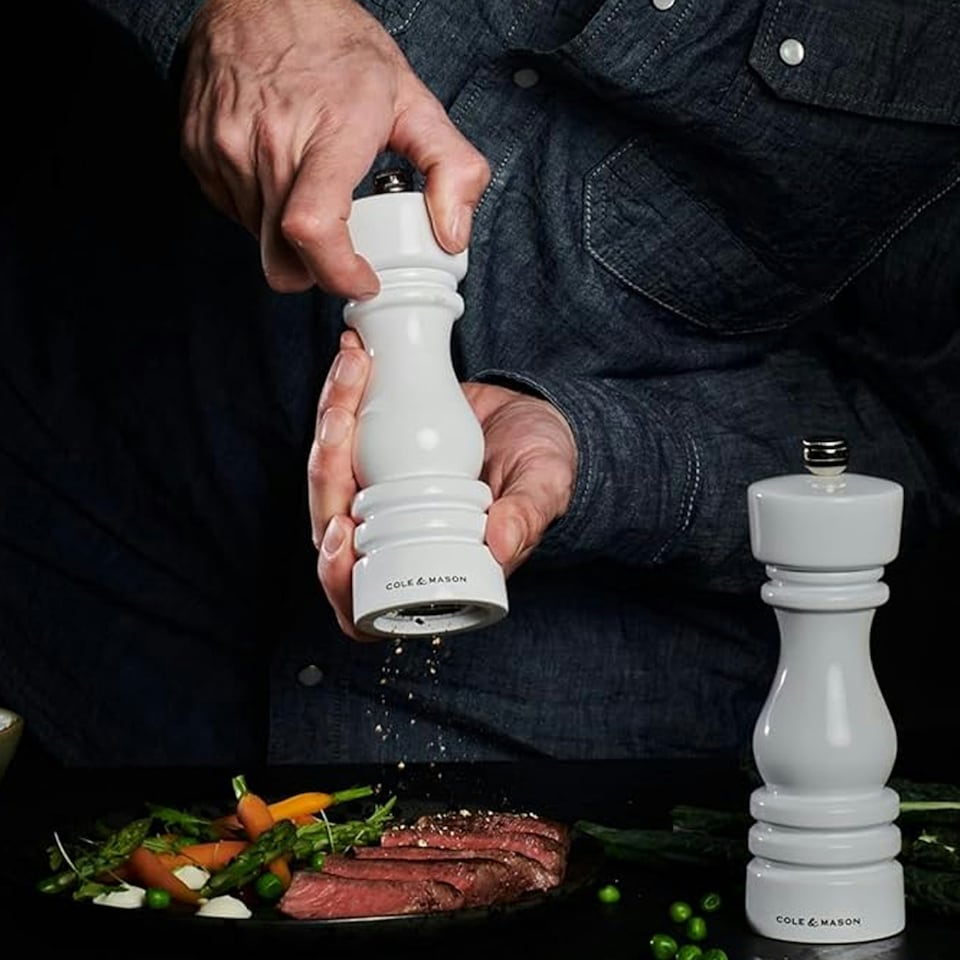 image 1 of Cole & Mason London White Gloss Salt & Pepper Mill Set 180mm