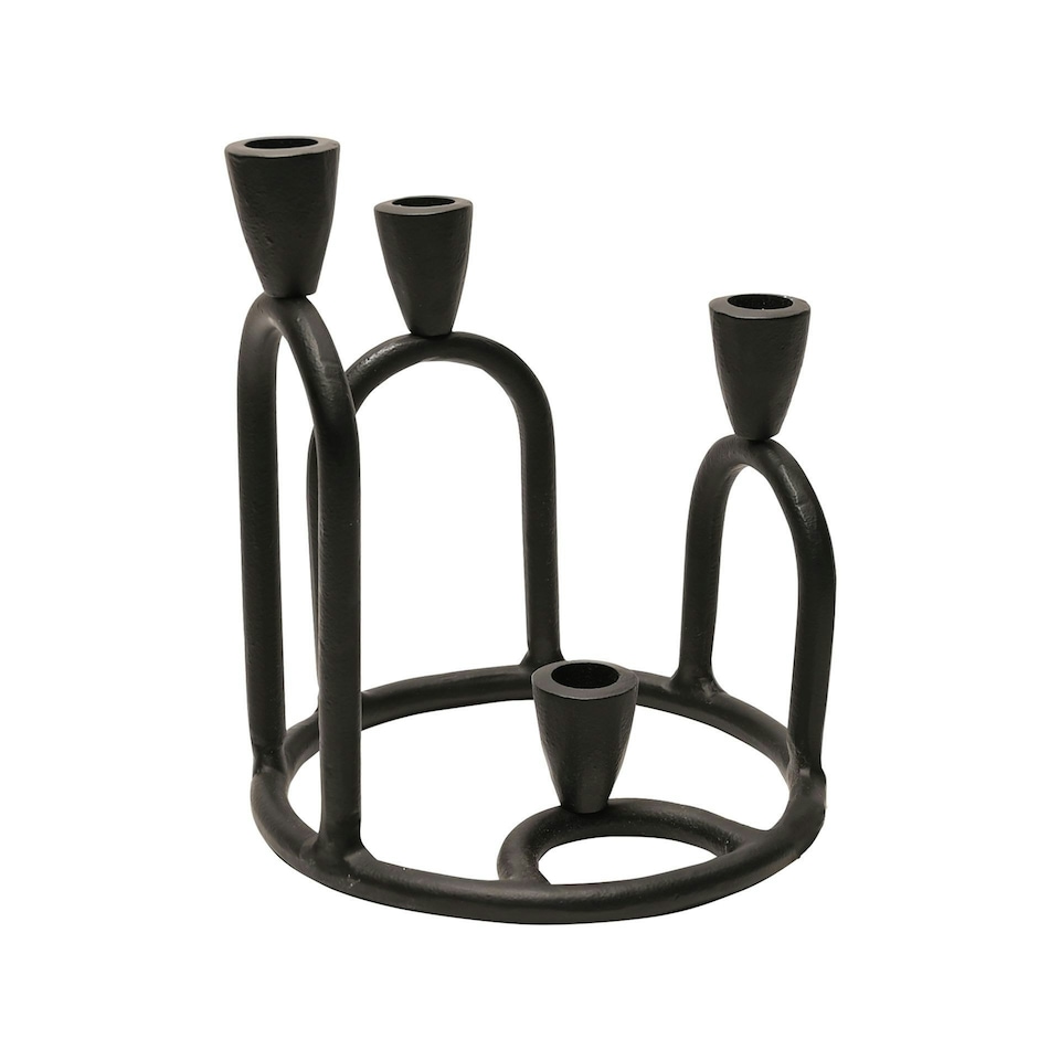 image 1 of Hestia Metal Candlestick Holder for 4 Candles - Black Black