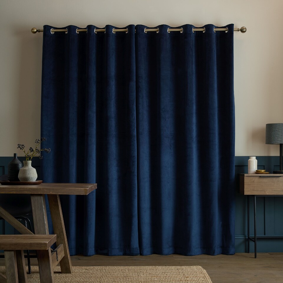 image 1 of Catherine Lansfield Super Thermal Blackout Matt Velour Eyelet Curtains