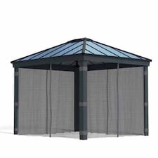 Net Curtain Set for Dallas 12 x 14 Gazebo - Polyester - L212 x W409 cm - Dark Grey (Gazebo Not Included)