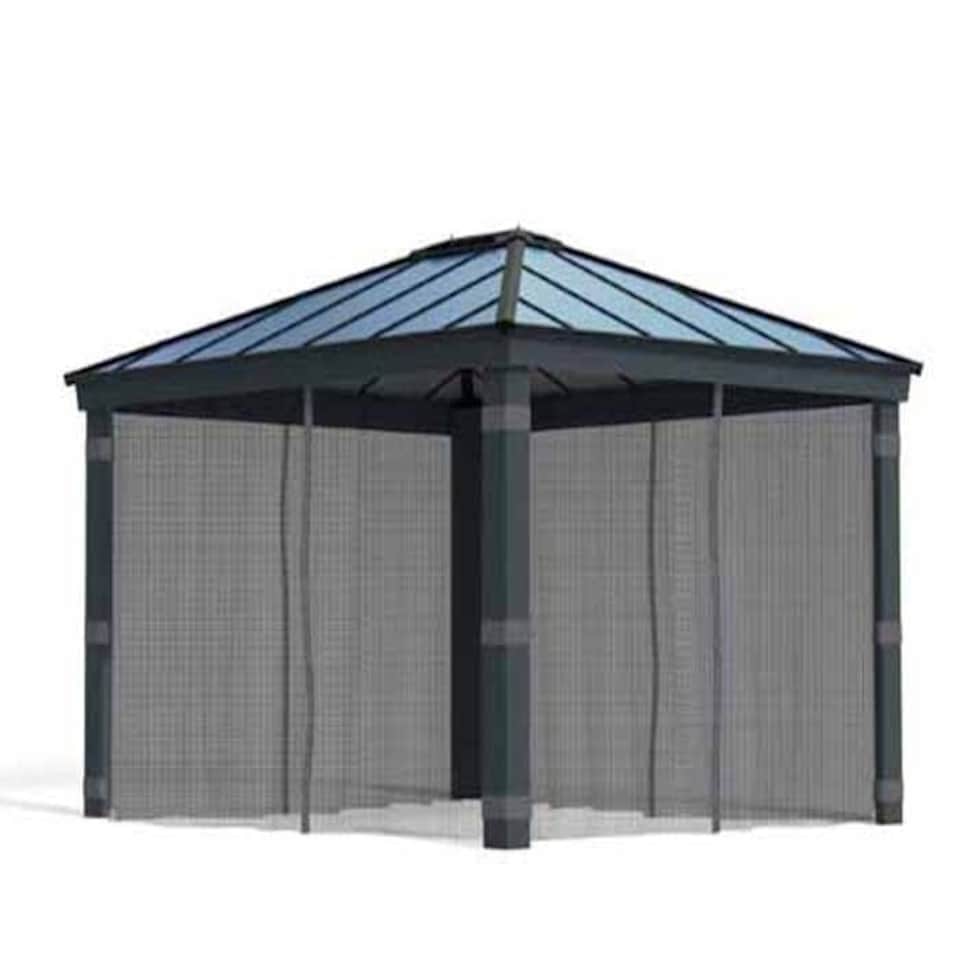 image 1 of Net Curtain Set for Dallas 12 x 14 Gazebo - Polyester - L212 x W409 cm - Dark Grey (Gazebo Not Included)