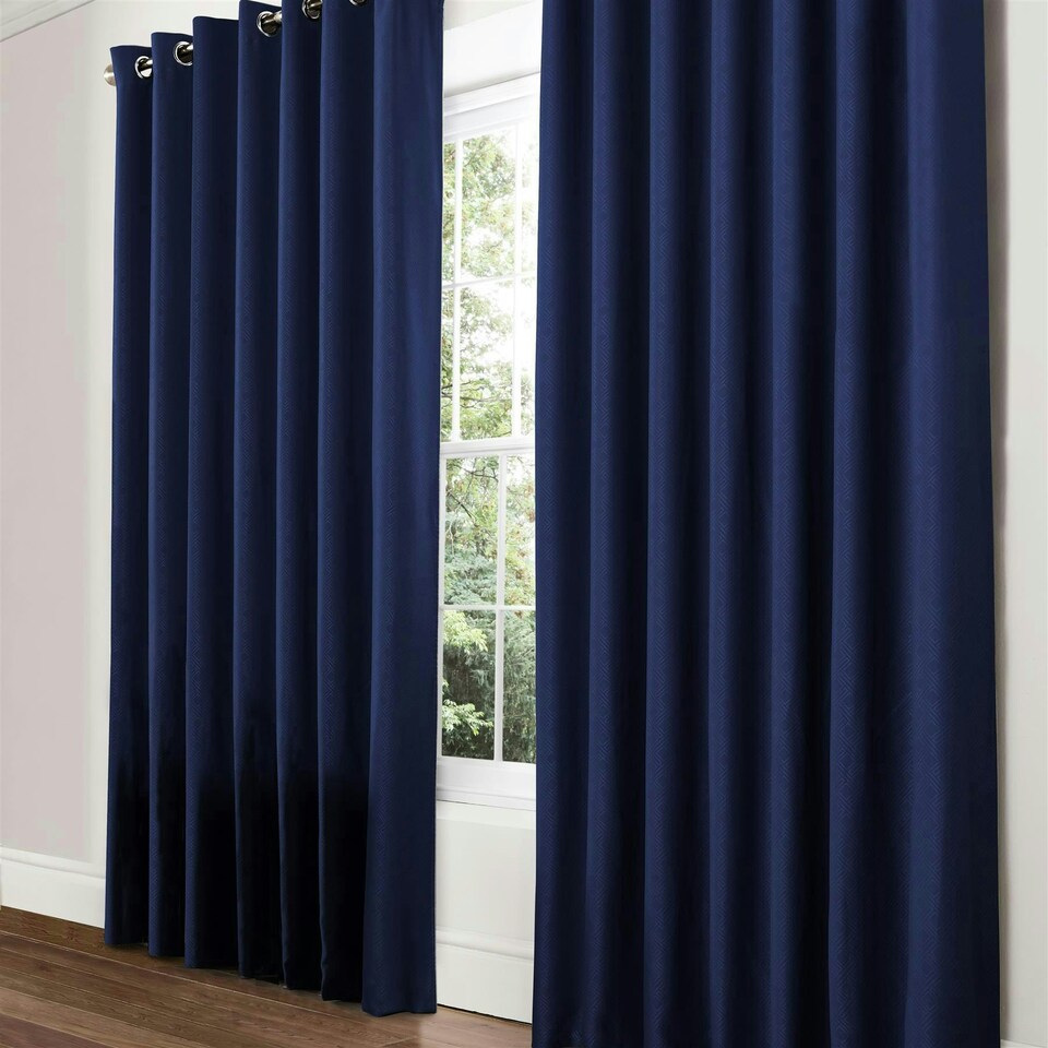 image 1 of Diamo Blackout Ring Top Eyelet Curtains - 168cm x 229cm - Blue