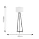 image 3 of ValueLights Lottie Black Wood Tripod Floor Lamp with White Fabric Drum Shade | White