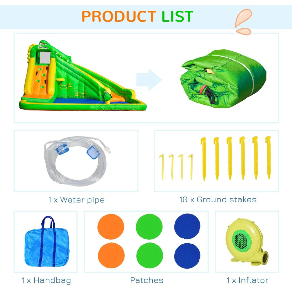 image 1 of Outsunny Kids Bouncy Castle with Slide Pool Basket Gun Climbing Wall W/ Blower