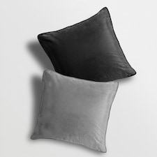 Matte Velvet Soft Plain Reversible Scatter Cushion - 43cm x 43cm | Multi | Charcoal Silver