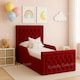 image 2 of 3ft Maroon Plush Kids Bed Frame With Safety Rail