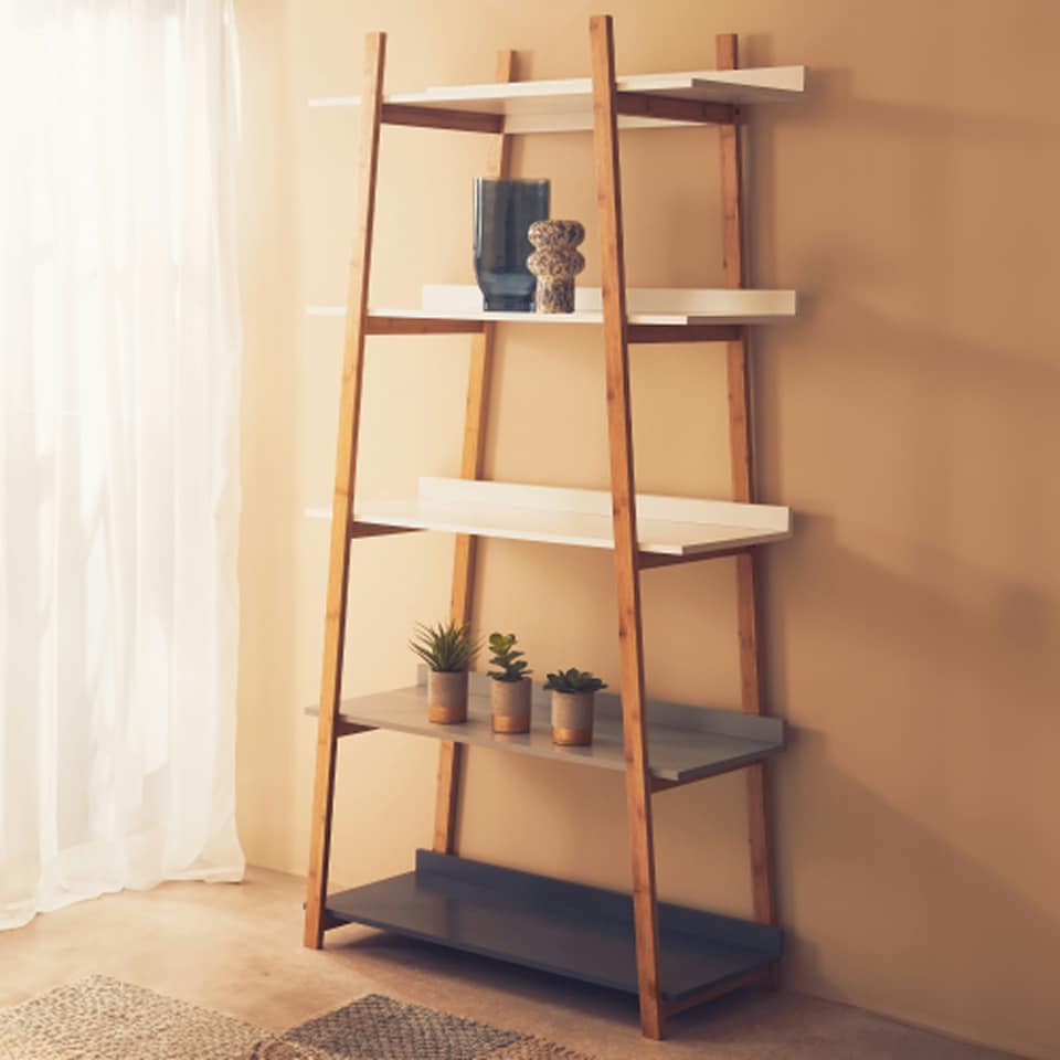 image 1 of Interiors By Premier Stylish 5 Tier Shelf Unit, Sustainable Large Shelving Unit For Bedroom, Handcrafted Shelves For Livingroom | White