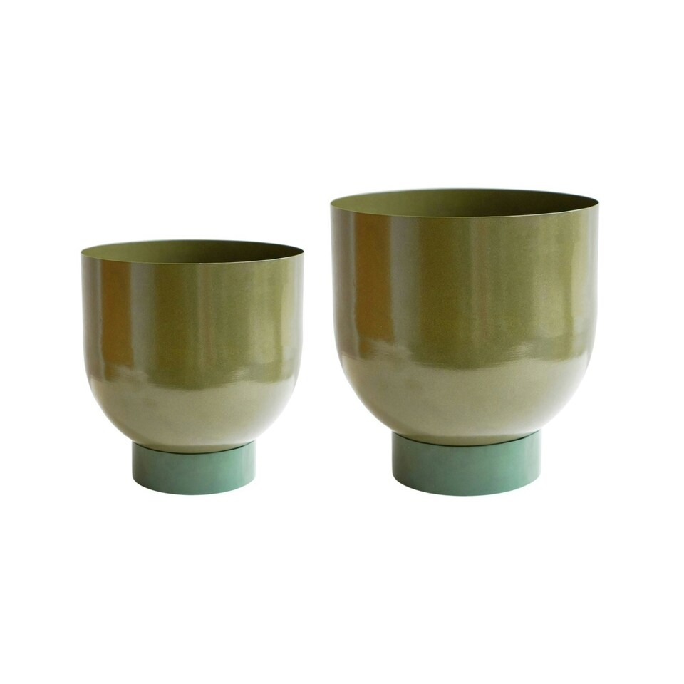 image 1 of Austin Dual Metal Planters (Set of 2) - Mild Steel - Green | Green