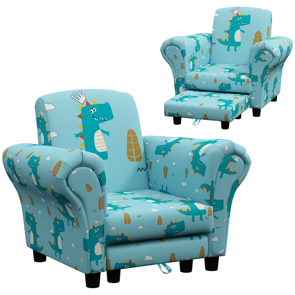 image 1 of AIYAPLAY Kids Sofa Set Toddler Armchair with Footrest, Children Chair, Blue