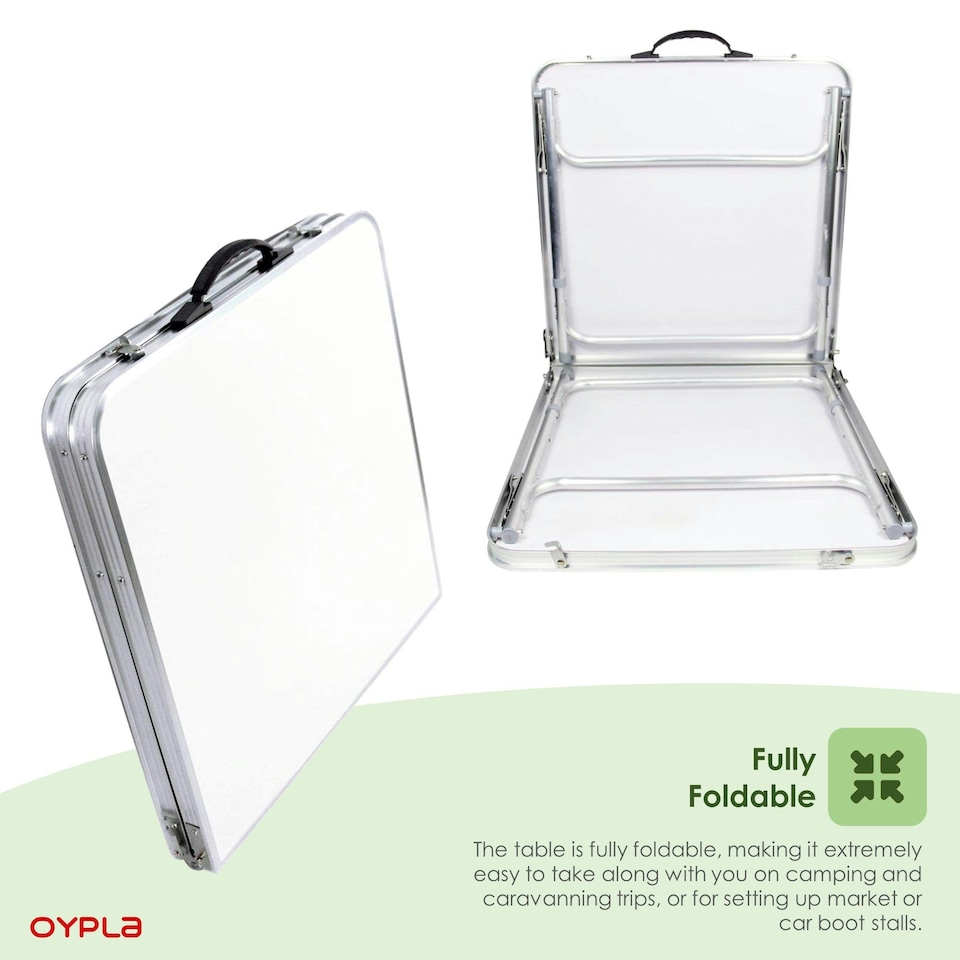 image 1 of Oypla 4ft Folding Outdoor Camping Kitchen Work Top Table White