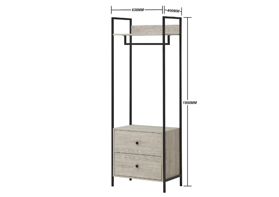 image 1 of Zahra Bedroom Open Wardrobe 2 Drawers Wotan Oak Furniture Storage Cupboard