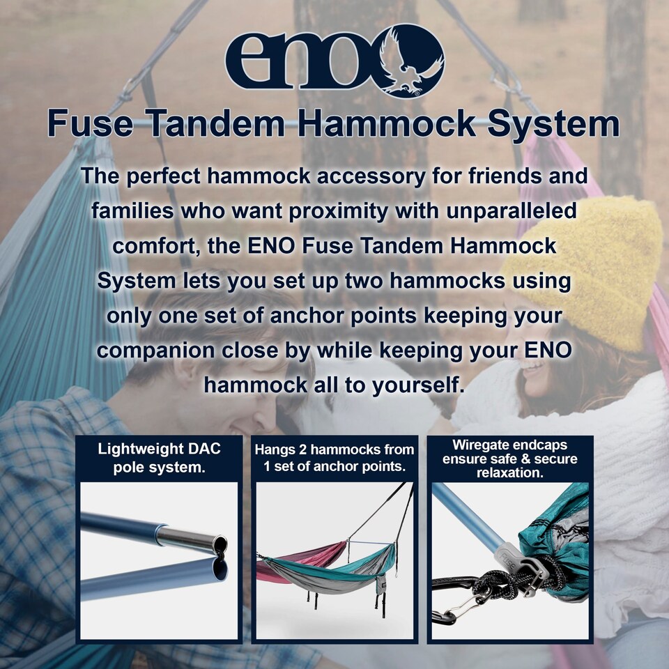 image 1 of Fuse Tandem Hammock System - Easy Setup for Two Hammocks Side by Side | Blue | Blue | One Size | 1