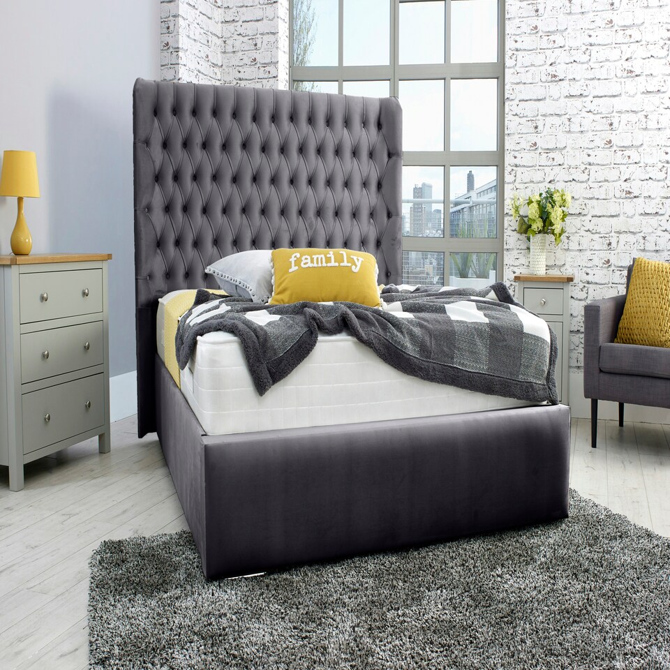 Terra Plush Small Double Bed Frame - Steel