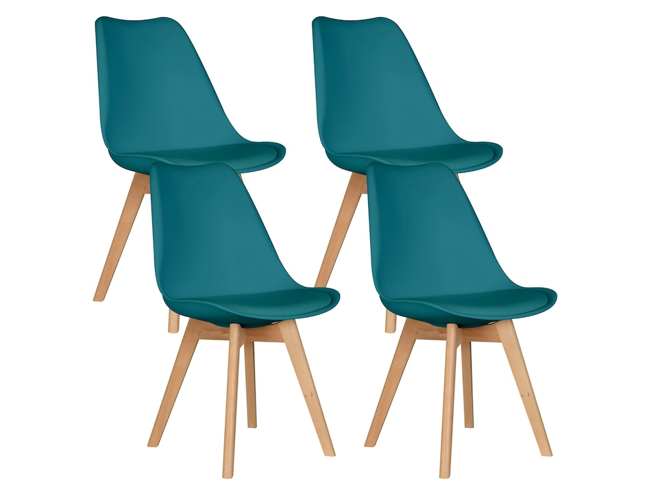 image 1 of MOF Set of 4 Dining Chairs Wooden Legs Soft Cushion Pad Stylish DELUXE Retro Lounge Dining Office | Grey | LIGHT