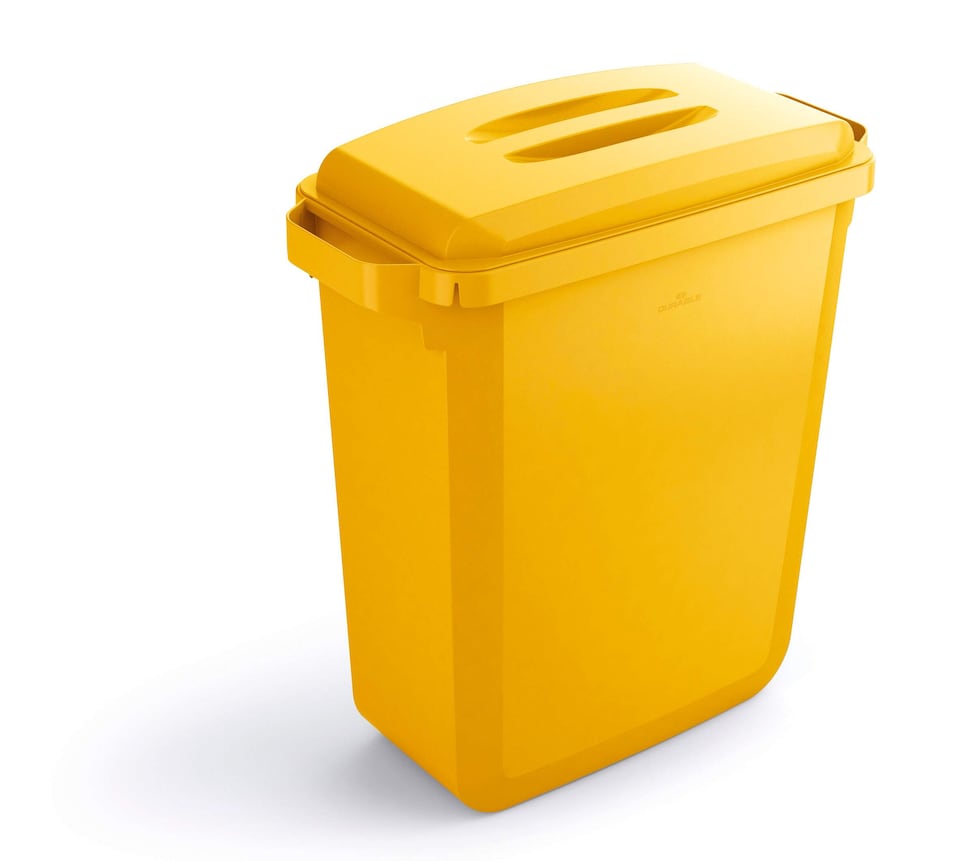 image 1 of Durable 60L Waste Bin Yellow | Rectangular Recycling Bin | Food Bin | DURABIN | Yellow