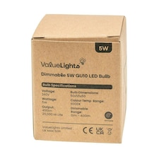 ValueLights 12 Pack GU10 White Plastic Spotlight LED 5W Warm White 3000K 450lm Light Bulb